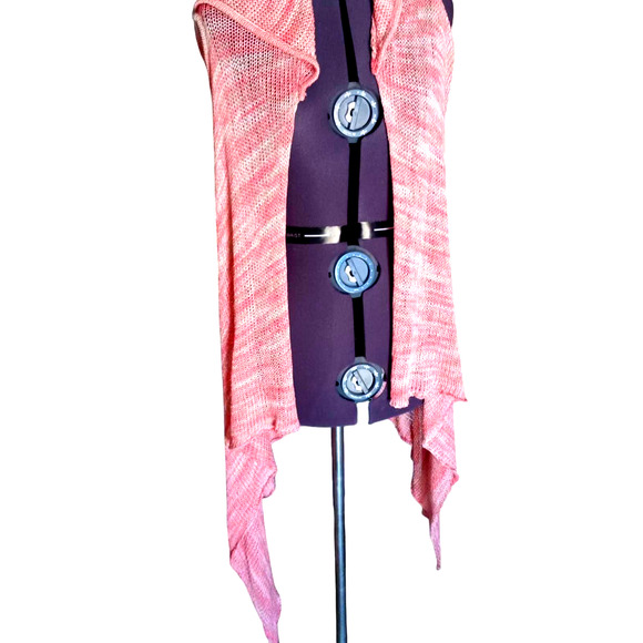 Beulah Style peach sleeveless, hooded cardigan, Med. - Picture 1 of 7